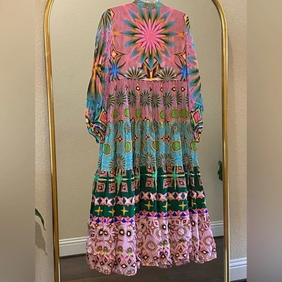 Siddhartha Bansal x Anthropologie Mixed Print Button Front Maxi Dress Size S - Picture 8 of 15